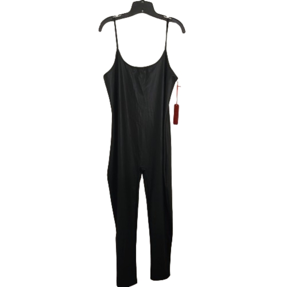 SEXY ☆ MIDNITE BLACK ☆ FAUX LEATHER ☆ CATSUIT ☆ 3x ☆ NWT - Picture 5 of 9